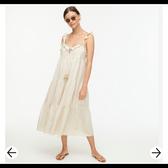 J. Crew Tiered Knit Keyhole Maxi Dress, White Size Medium cotton - Picture 2 of 7